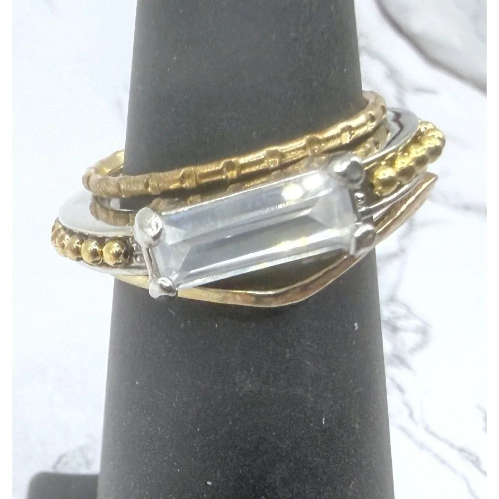 Mixed Metal Ring Lot Size 5 5.5 5.75 Gold Silver Tone Heart Floral Stack Rings